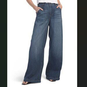 NEW HIDDEN Dark Wash Inseam Wide Leg Trousers in Dark Blue for women 825 3t2